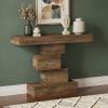 Rustic Brown 42.5 Inch Farmhouse Console Industrial Geometric Sofa Table for Hallway Entrance