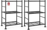 2-Pack Storage Shelves - 3-Tier Metal Wire Shelf Organizer, Slim Shelf Rack with Adjustable Feet for Laundry Room, Kitchen, Garage Organization