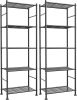 Storage Shelves - Set of 2, 5-Tier Metal Shelf Organizer, Space-Saving Garage Shelving with Leveling Feet, Standing Shelves Organizer for Kitchen
