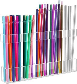 9.5' Large Acrylic Straw Holder for Cabinet Door - Reusable Tumbler Straw Organizer Storage, Small Kitchen Accessories Container