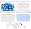 4 Pack Laundry Pods Container and Dryer Sheet Holder, Detergent Powder Container with Lids Labels Scoop for Laundry Room Organization