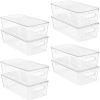 8pcs Clear Organizers and Storage Bins with Lids, Stackable Plastic Storage Containers with Handles for Fridge, Freezer, Pantry, Cabinet
