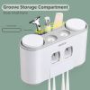 Toothbrush Holders with Toothpaste Dispenser Wall Mounted for Bathroom-4 Cups Automatic Electric Tooth Pastetooth Squeezer-Bathroom Organizer Storage