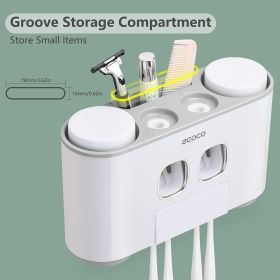 Toothbrush Holders with Toothpaste Dispenser Wall Mounted for Bathroom-4 Cups Automatic Electric Tooth Pastetooth Squeezer-Bathroom Organizer Storage