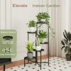 5 Tier Metal Plant Stand for Indoor Outdoor, Foldable Corner Tall Plant Shelf for Multiple Plants