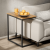 C Shaped Side Table, Metal Side Table Square Table with Heavy-Duty Metal Frame for Coffee Snacks Laptop, Wide Table with Adjustable Feet for Couch