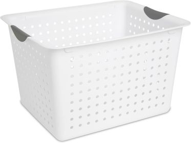 6-Pack Deep Ultra Basket, Open Top Plastic Storage Organizer, White - Classic Baskets for Organizing Countertops, Pantry Shelves, Kitchen Cabinets