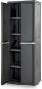 4 Shelf Cabinet, Lockable Utility Storage w/ Adjustable Shelves, Gray - Plastic Shelving Unit for Organizing Garage, Pantry, Basement