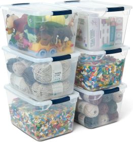 32 Qt, 6 Pack Stackable Plastic Storage Bins with Lids, Great for Closet and Laundry Storage, Organizing in the Home