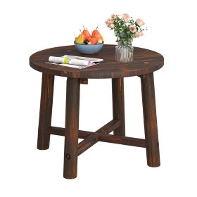 Patio End Table with Solid Wood Structure for Garden Deck Poolside and Indoors