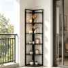 Rustic 6-Tier Corner Shelf 70.9 Inch Tall Small Bookcase Bookshelf Corner Shelving Unit Storage Rack for Living Room Bedroom
