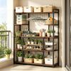 5-Tier Kitchen Baker's Rack 55 Inch Wide Storage Shelf with 11 Hooks for Pantry Organization Metal Baking Rack Shelf