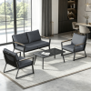 Dark Grey 4 Piece Aluminum Patio Furniture Set Outdoor Garden Sofa Conversation Set with Loveseat Armchairs Center Coffee Table And Cushions
