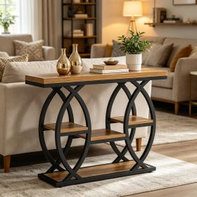 Industrial  4-Tier Sofa Table Console Table with Storage Shelves for Entryway