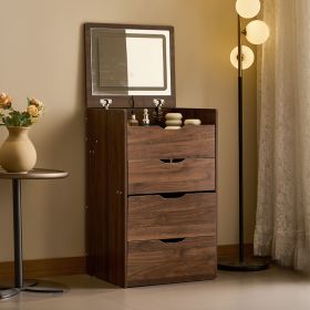 3 in 1 Vanity Desk with Flip Top Mirror, Small Make Up Vanity Set with Visible Glass Desktop, Compact Makeup Vanity with 3 Drawers, Cushioned Tool