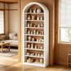 8Tier Tall Wooden Bookshelf Arched Bookcase Display Shelving Unit for Home Office Organizing