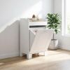 31 Inch Tilt out Laundry Hamper White Free Standing Home Organizer Bathroom Storage Cabinet