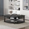 Living Room Coffee Table Storage Drawer Lift Top Open Shelves Charcoal Finish New Style Durable Wooden