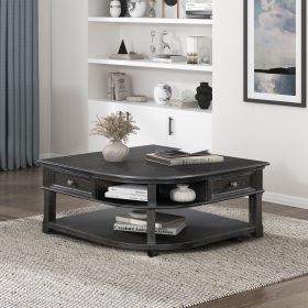 Living Room Coffee Table Storage Drawer Lift Top Open Shelves Charcoal Finish New Style Durable Wooden
