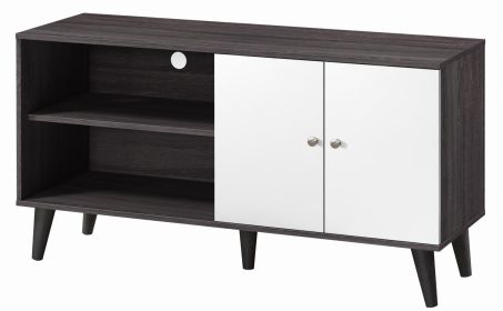 Amidon TV Stand for TVs up to 47.3", with 2 Storage Shelves& 1 Cabinet, Modern Entertainment Centre for TV in Living Room in Dark Gray + White