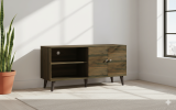 Amidon TV Stand for TVs up to 47.3", with 2 Storage Shelves& 1 Cabinet, Modern Entertainment Centre for TV in Living Room in Walnut