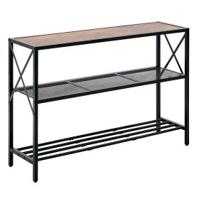 Narrow Console Sofa Table, 41.7 inches Behind Couch Table, 3-Tier Long Entryway Table and Skinny Hallway Table, Narrow Sofa Table with Metal Frame