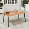 63 Inches Outdoor Indoor Dining Table with 1.97 Inches Umbrella Hole and Metal Legs