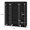 Portable Closet Wardrobe 12-shelf Fabric Clothes Storage Organizer with Zippered Dustproof Cover Hanging Rod 58 x 17 x 69 in Black