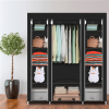 Portable Closet Wardrobe 12-shelf Fabric Clothes Storage Organizer with Zippered Dustproof Cover Hanging Rod 58 x 17 x 69 in Black