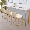 Modern PU Leather Counter Stools with Upholstery Beige