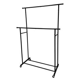 Double Garment Clothes Rack, Rich Black, Metal Frame