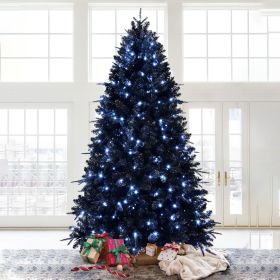 5ft Lighted Artificial Christmas Tree, 1076 Premium PE/PVC Branches, 250 Lights, Halloween Tree, Black