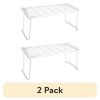 (2 pack) White Wire Folding Shelf Rack Organizer, Kitchen Cabinet and Pantry Storage Shelf for Countertop Organization and Cabinet Storage