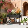 Elevated garden bed, elevated wooden flower pot box, planting box, black