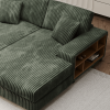 Convertible combination sofa, corduroy fabric, fluffy modern sleeper sofa chair, oversized combination living room double lounge chair, Green
