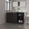 Wengue Kitchen Island with 2-Door and Open Storage