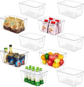 Clear Pantry Storage Organizer Bins, 10 Pack Plastic Food Storage Bins with Handle for Kitchen,Refrigerator, Freezer,Cabinet Organization and Storage