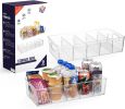 Plastic Pantry Organization and Storage Bins with Removable Dividers Ã¢â‚¬â€œ XL Perfect Kitchen / Refrigerator/ Cabinet Organizers, 2 Pack