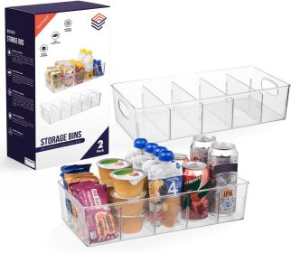 Plastic Pantry Organization and Storage Bins with Removable Dividers Ã¢â‚¬â€œ XL Perfect Kitchen / Refrigerator/ Cabinet Organizers, 2 Pack