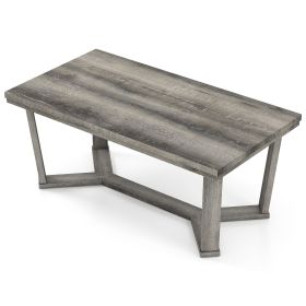 Rectangle Coffee Table Rubber Wood Base with Cross-Shaped Base