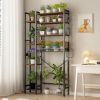8 Tier Over The Toilet Storage with Side Rack, Adjustable Shelf And Drain Basket, Freestanding Bathroom Organizer for Balcony Laundry, Walnut