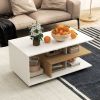 Rectangular Coffee Table with L-shaped Middle Shelf