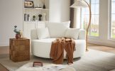 360Ã‚Â° Swivel Chair Accent Barrel Chair Swivel Round Sofa Chair with 3 Removable Pillows for Living Room, Bedroom, Office and Hotel,Beige