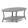 Oval Coffee Table 2-Tier Center Table with Storage Shelf
