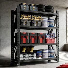 Heavy Duty Metal Adjustable Garage Shelves, 4000LBS Storage Rack (69"H x 59"W x 23.6"D) Industrial Shelving Unit for Warehouse, Black