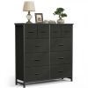 10 Drawers Fabric Cabinet, Clothes Storing, Storage Tower Organizer TV Stand, for Bedrooms, Wardrobes, Entryways, and Living Rooms, Black