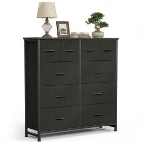 10 Drawers Fabric Cabinet, Clothes Storing, Storage Tower Organizer TV Stand, for Bedrooms, Wardrobes, Entryways, and Living Rooms, Black
