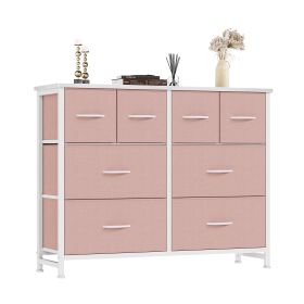 8 Drawers Fabric Drawer Dresser, Clothes Storing, Strong TV Stand, for Bedrooms, Wardrobes, Entryways, and Living Rooms, Pink
