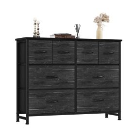 8 Drawers Fabric Drawer Cabinet, Clothes Storing, Strong TV Stand, for Bedrooms, Wardrobes, Entryways, and Living Rooms, WoodBlack