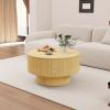 29.53 " MDF modern circular coffee table with circular stripe design and storage space, suitable for home&kitchen